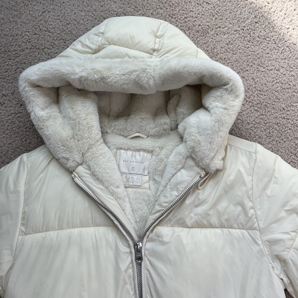 Abercrombie & Fitch A&F AIR CLOUD Puffer Parka Jacket WOMENS MEDIUM Ivory - Picture 2 of 8